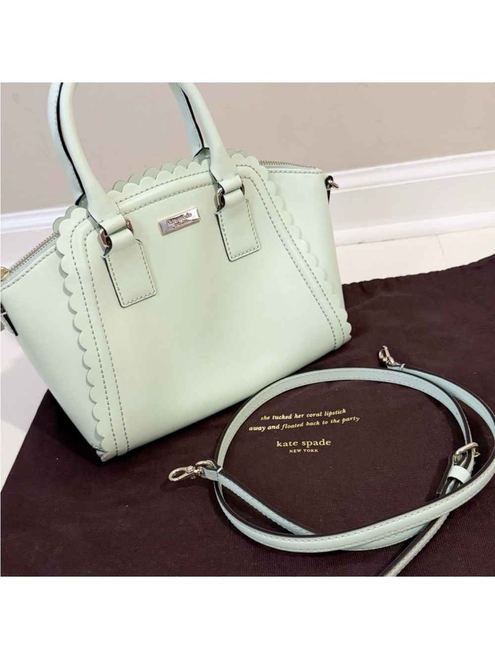 Kate Spade Bag and Dust Bag Lilac Road Marguerite Mint Scalloped Edge